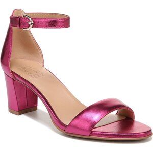 120$ Naturalizer Vera Ankle Strap Metallic Dress Sandals Size 5.5 US Dark Pink